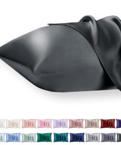 Vielit 2er Set Satin Kissnbezug 40 x 80 mit Zip - Weich wie Seide - Ideal für Curly Haar - OEKO-TEX STANDARD 100 - Dunke
