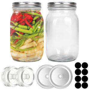 Kimchi Sauerkrautcontainer 2 Fermentier Sets 1L MIT Gewichten und Deckschrauben Für Fermentation Mehrzweckvorratsgläser