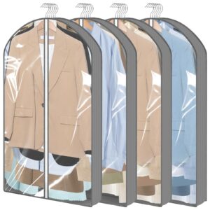 Hejo 4 Stück Kleidersack, Kleidertasche mit Transparenter Vorderseite, Staubdichten Schutzhülle für Anzüge und Mäntel (G