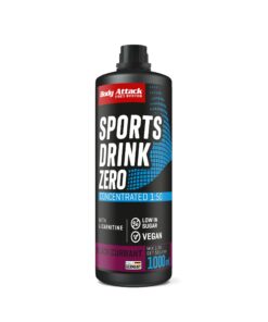 Body Attack Zero Energy Drink Black Currant 1000 ml - Veganer Sirup zuckerarm, fettarm - Fitness- und Trainingssportler
