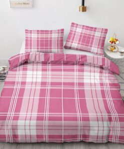 Gedeuba Bettwäsche 135x200 Gingham Rosa Weiß Kariert 2er Set - Weiche & Angenehme Mikrofaser Bettwäsche Wendebett mit Re