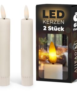 Novaliv LED Stabkerze - Bewegliche Flamme mit Timer - Weiß 12,5cm;/Novaliv LED Stabkerze - 6-Stunden-lichterfüllter Time