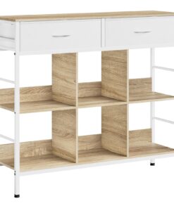 WOLTU Bücherregal für Wohnraum mit Metallrahmen und offenen Fächern | WOLTU Bücherschublade und offene Fachregal für Bi