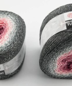 YarnArt Flowers Bobbel Wolle mit Glitzer und Farbverlauf 500 Gramm Anthrazit Grau Rose 1000m