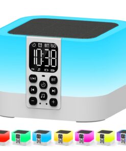AFEXOA Bluetooth Lautsprecher mit Wecker und 30 Naturgeräuschen für Kinder & Frauen lichtwecker mit Schlaftimer & Nachtl