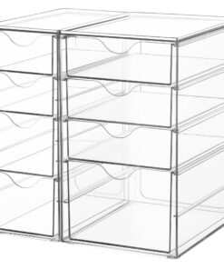 Vtopmart Schreibtisch Organizer mit 8 Schubladen, Transparente Büro Organizer für Makeup, Stifte & Kunsthandwerk