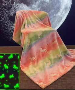 Einhorn Glow In The Dark Kuscheldecke für Kinder 3-12 Jahre Zimmer Deko Wolle