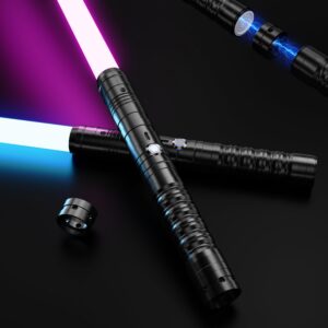 Laserschwert Kinder RGB Lichtschwert USB-C Wiederaufladbar (Schwarz 2pc)