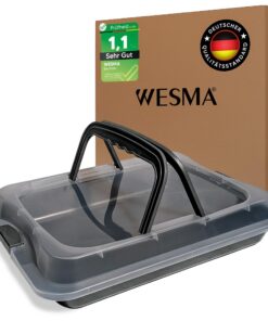 WESMA® Premium Backblech mit Deckel 40x33x8 cm | Kuchen Transportbox für Blechkuchen & Kuchentransport | Robust & Prakti