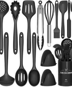 Terlulu Küchenhelfer Set - Hitzebeständiges Silikon, Spülmaschinenfest, 15 Utensilien - Kochbesteck für Küchenprofi und