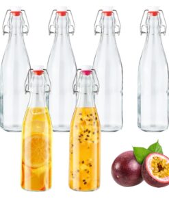 6er Set Glasflaschen 500ml mit Bügelverschluss - Zum Befüllen von Likör, Sirup, Getränken, Speiseölen & Aromavinegar