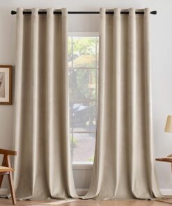 MIULEE Dunkel Beige Samtvorhänge 2er Set 140X245cm Blickdicht für Schlafzimmer Wohnzimmer Deco, Wunderschön Weich Verdun