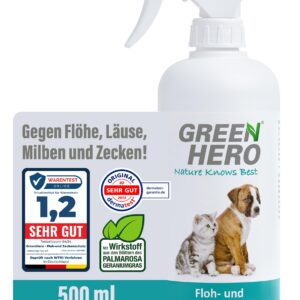 Floh- und Zeckenschutz 500 ml effektives Sprayspray für Hunde und Katzen, zum Schutz und Behandlung akuter Floh- und Zec