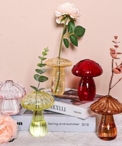 Pilzförmige Glasvase Bunt 5er Set - Mini Deko Vasen Propagation Station für Tischdeko