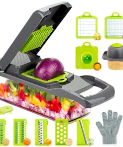 IDIQIB 13 in 1 Multifunktions Gemüseschneider Mandoline Gemüsehobel - Zum Würfeln Scheiben Reiben Hobeln für Zwiebeln Ob