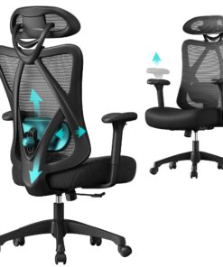 SONGMICS Ergonomischer Bürostuhl, Lendenkissen und Kopfstütze verstellbar, ideal für Office-Worker, moderne Arbeitsumgeb