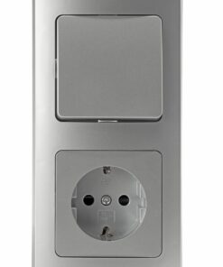Delphi Steckdose mit Lichtschalter Kombination - 250V Schutzkontakt für Wohnzimmer und Büro Silber Grau