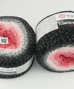 YarnArt Flowers Bobbel Wolle mit Glitzer und Farbverlauf 520 Gramm für Stricken und Knüppelstricken 53% Baumwolle 1000m