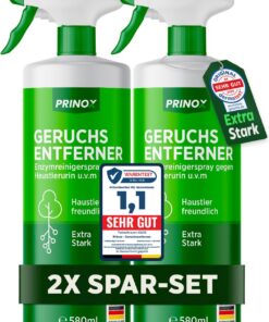 PRINOX 2x Geruchsneutralisierer - Enzymreiniger Konzentrat für Katzenuringeruch auf Sofa und Sessel - Stark gegen alle G
