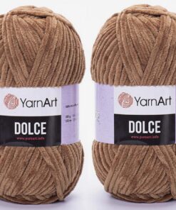 YarnArt Dolce Samt-Garn, 100 % Mikropolyester, für Babys,Baby-Chenille-Garn, 260 m, 2 x 100 g, super sperrig, 765 Karame