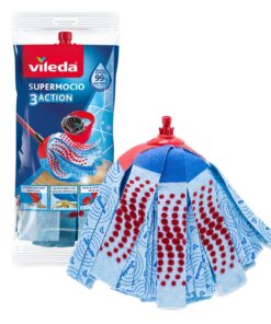 Vileda SuperMocio 3Action Ersatz-Moppkopf - Bakterienreinigung, versiegelte Hartböden, OEKO-TEX STANDARD 100 Vileda Su