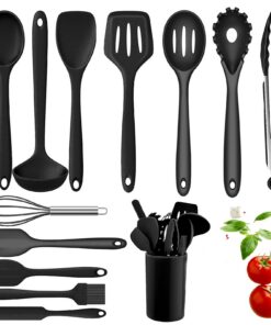 Küchenhelfer Set Omtofo, 13 Stück, hitzebeständige Antihaft Silikon Utensilien, Spülmaschinenfest, erfolgreiche Küchenu