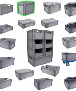 Hesselink Eurobox 40x30x32 cm, Lebensmitteltragbar, für Küche, 30 Liter, grau, stapelbar, kombinierbar mit Deckel