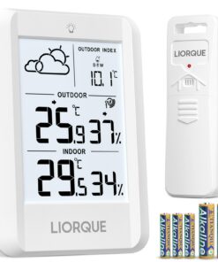 LIORQUE Funkwetterstation mit Außensensor + Digital Thermometer und Hygrometer + Wettervorhersage + Batteriebetrieben +