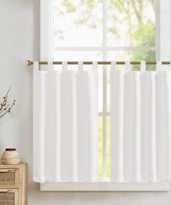 TOPICK Schal Halbtransparent Weiß Privatsphäre Wohnzimmer Küchen Vorhänge 70cmx60cm 2er Set