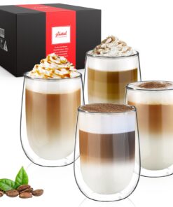 Glastal Doppelwandige Latte Macchiato Gläser 4er Set Borosilikatglas für Cappuccino, Latte, Tee, Eis, Eistee, Iced Ameri