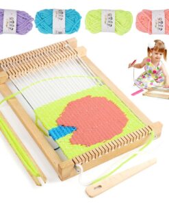 Holz Webrahmen Set 19x29 cm, DIY für Kinder, Webbrett mit Nadel und Kamm