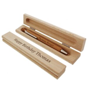 Unbekannt Holz-Kugelschreiber im schicken Etui mit persönlicher Gravur als individuelle Geschenkidee für Weihnachten mit