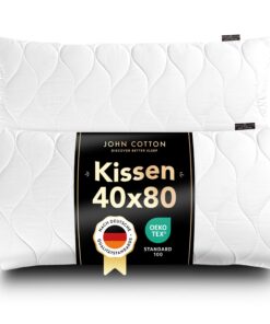 John Cotton Kopfkissen 40x80 cm – Luxus-Stepp-Kissen mit Verstellfunktion für Nackenschmerzen, Oeko-TEX (40 x 80) John
