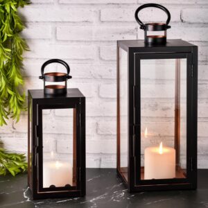 Marrakesch 2er Set LED Laterne Windlicht | Gartenlaterne für Draußen | Laternen mit LED-Kerze und Timer-Funktion Marra S