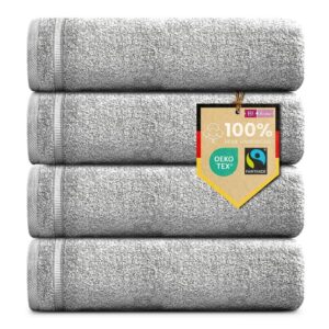B!HOME Premium Gäste Handtücher 4er Set [100% Baumwolle] 30x50 cm, grau/Fairtrade Weinig Wäscheaufwand & Perfekt für Bad