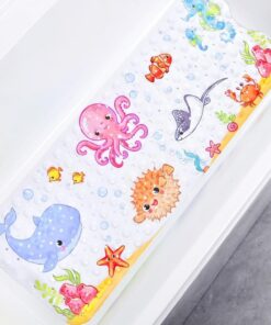 Oktopus Badewannenmatte Kinder 100CM x 40CM Anti Rutsc Saugnäpfen Ablauflöcher Waschmaschinenfest