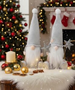 KAMACA 2er Set Wichtel Weihnachtsdeko für Kinderzimmer Winterlandschaft (2er Set Wichtel mit Zauberstab 7x14 cm) KAMAC