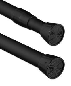 Relaxdays Teleskopstange, schwarz, für Gardine und Duschvorhang, flexible Installierung, Edelstahl, 120-220 cm