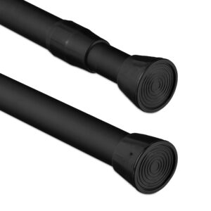 Relaxdays Teleskopstange, schwarz, für Gardine und Duschvorhang, flexible Installierung, Edelstahl, 120-220 cm