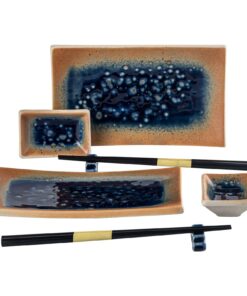UNICASA Japanisches Geschirr 8er Set - Sushi-Teller, Dipschalen & Essstäbchen für Küche und Bar | UNICASA Japanisches G