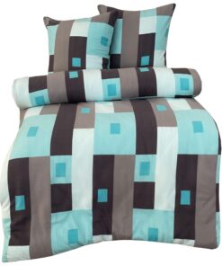 Leonardo Vicenti Thermofleece Warme Winter Bettwäsche Flausch Kariert Türkis Grau gestreift modern Schlafzimmer Garnitur