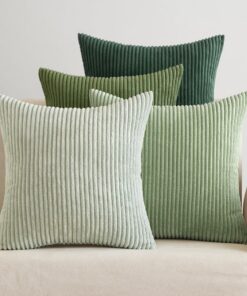 EMEMA Dekorative Cord Kissenbezug Salbeigrün 4er Set für Wohnzimmer und Schlafzimmer Weihnachten