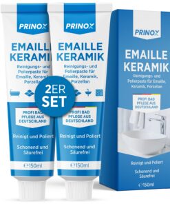 PRINOX 2x 150ml Reinigungs- und Poliersamt für Emaille, Keramik, Porzellan, Glaskeramik, Mineralguss --professionell für