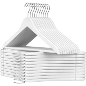 SONGMICS Kleiderbügel Set - 20er packaging, Bügel aus Holz, rutschfester Hosensteg für Anzüge und Hemden, 360° drehbarer