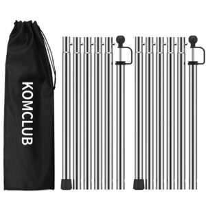 KOMCLUB Verstellbare Camping Zeltstangen Aluminiumlegierung 153 cm Long 2 Sätze mit Tarpstangen und Aufbewahrungstasche