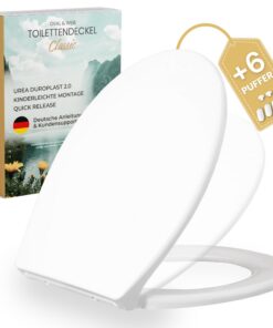 WC-Sitz mit Absenkautomatik Weiß - Bombenfeste Klobrille mit langlebigem Urea-Duroplast - Spezialscharniere für Toilette