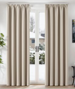 TOPICK Blackout Vorhänge Wohnzimmer Kräuselband 245x140 cm 2er Set Beige modern OEKO-TEX STANDARD 100 Blickdicht Verdunk