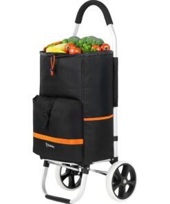 Eskey Einkaufstrolley mit Kühlfach klappbar wasserdicht 50L Schwarz