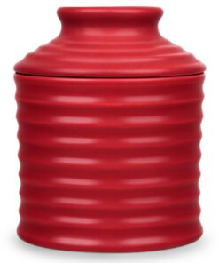 Porzellan Französische ButterdoseVintage-Rot Streichfähige Butter FreshKEEPER Torsade Design Wasserrand Keramik