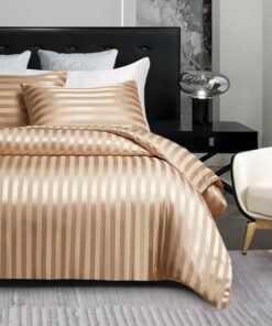 Goldfarb-Bettbezug für Einzelbett, 140 x 200 cm, mikrofasern, glatt und glänzend, mit Reißverschluss | OEKO-TEX STANDARD